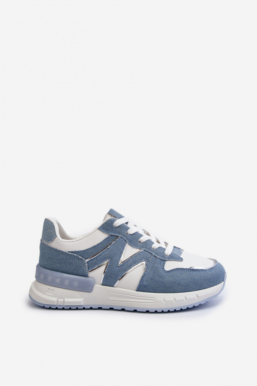 Materiale jeans Scarpe modello sneakers realizzate in eco pelle colore blu Kaimans