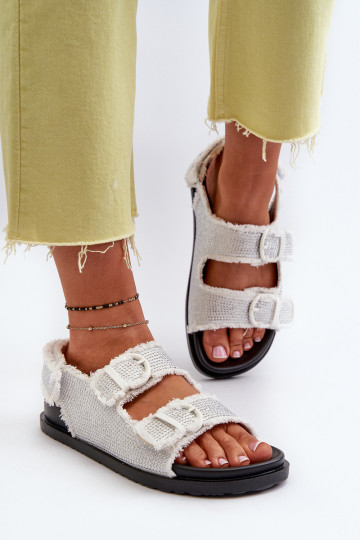Materiale denim Decorato Sandali da donna colore bianco Irmale