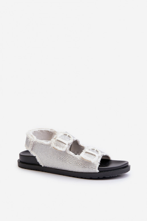 Materiale denim Decorato Sandali da donna colore bianco Irmale