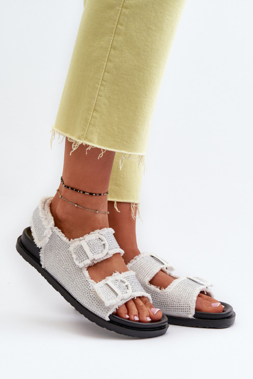 Materiale denim Decorato Sandali da donna colore bianco Irmale
