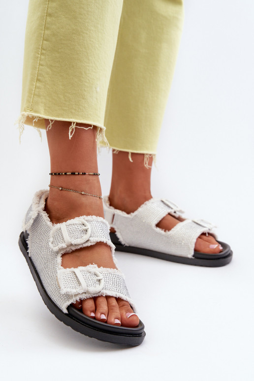 Materiale denim Decorato Sandali da donna colore bianco Irmale