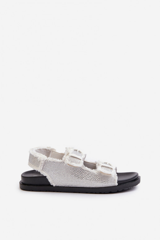 Materiale denim Decorato Sandali da donna colore bianco Irmale