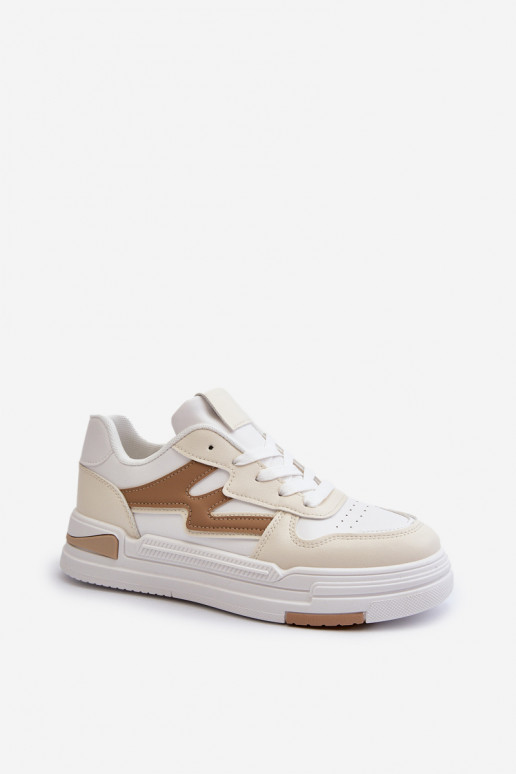Scarpe modello sneakers con plateau realizzate in eco pelle beige Lynnette