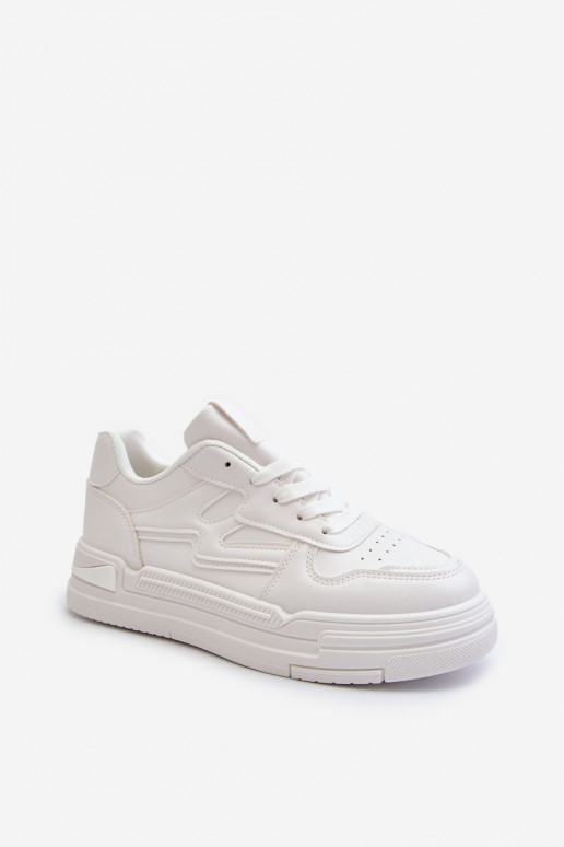 Scarpe modello sneakers con plateau realizzate in ecopelle di colore bianco Lynnette
