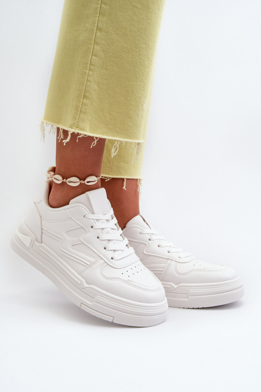 Scarpe modello sneakers con plateau realizzate in ecopelle di colore bianco Lynnette