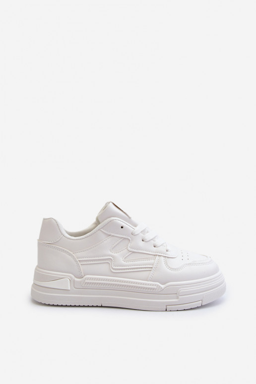 Scarpe modello sneakers con plateau realizzate in ecopelle di colore bianco Lynnette
