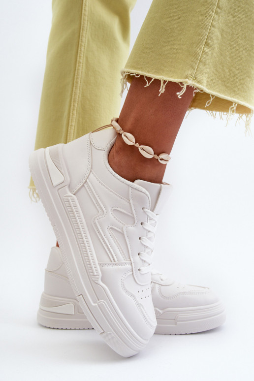 Scarpe modello sneakers con plateau realizzate in ecopelle di colore bianco Lynnette
