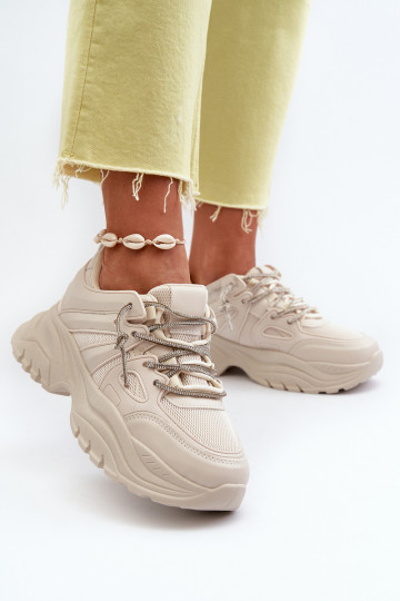 Scarpe modello sneakers con suola massiccia alla moda m beige Relissa
