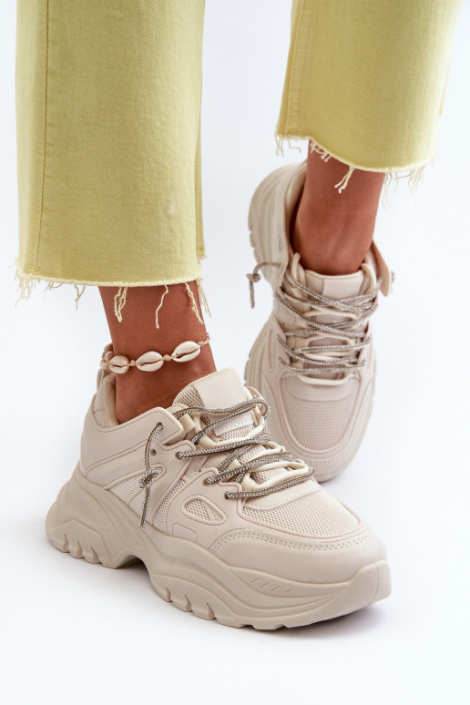 Scarpe modello sneakers con suola massiccia alla moda m beige Relissa