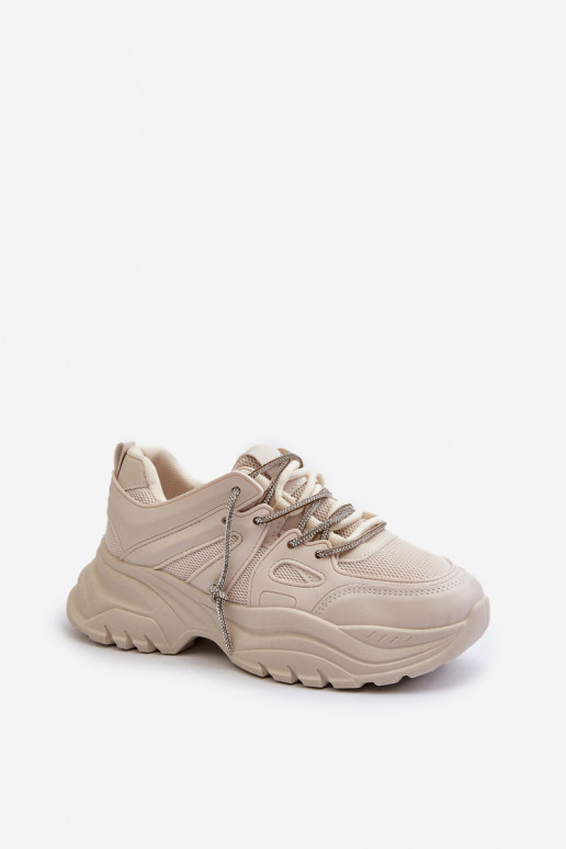 Scarpe modello sneakers con suola massiccia alla moda m beige Relissa