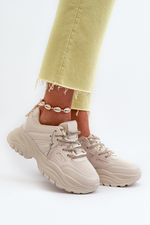 Scarpe modello sneakers con suola massiccia alla moda m beige Relissa
