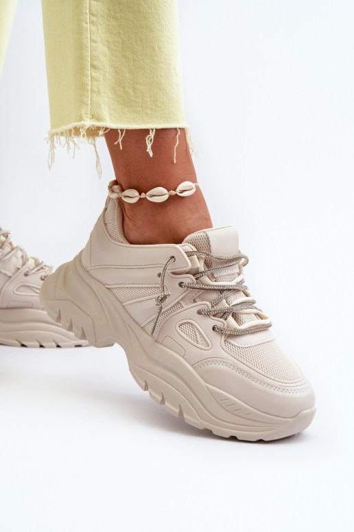 Scarpe modello sneakers con suola massiccia alla moda m beige Relissa