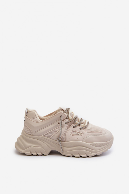 Scarpe modello sneakers con suola massiccia alla moda m beige Relissa