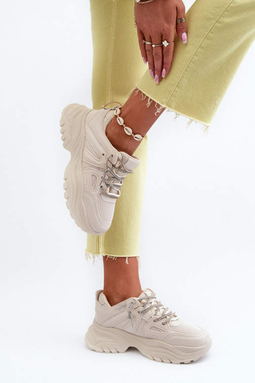 Scarpe modello sneakers con suola massiccia alla moda m beige Relissa