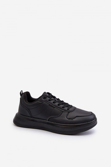 Scarpe modello sneakers con plateau realizzate in eco pelle di colore nero Uziran