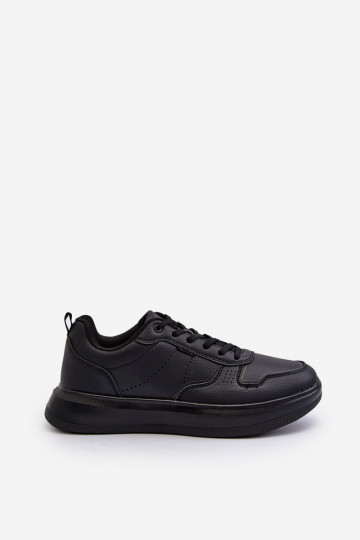 Scarpe modello sneakers con plateau realizzate in eco pelle di colore nero Uziran 2