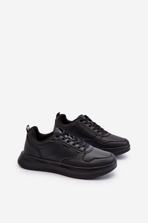Scarpe modello sneakers con plateau realizzate in eco pelle di colore nero Uziran