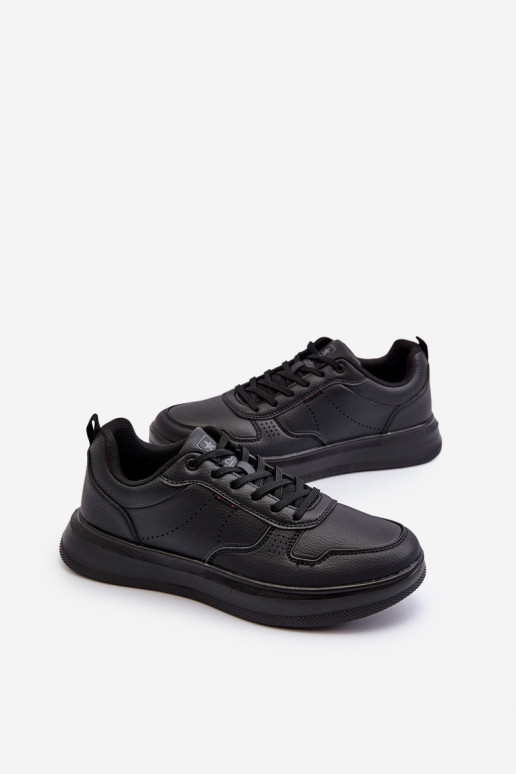 Scarpe modello sneakers con plateau realizzate in eco pelle di colore nero Uziran