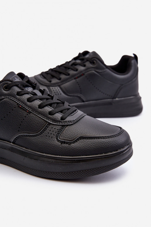 Scarpe modello sneakers con plateau realizzate in eco pelle di colore nero Uziran