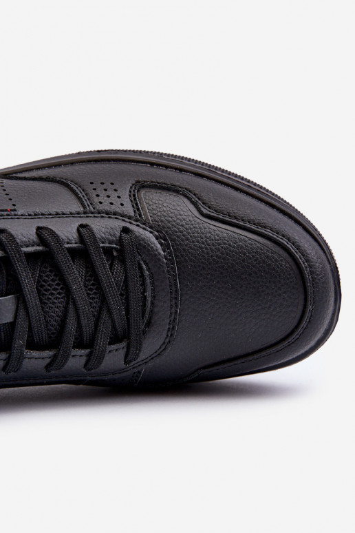 Scarpe modello sneakers con plateau realizzate in eco pelle di colore nero Uziran