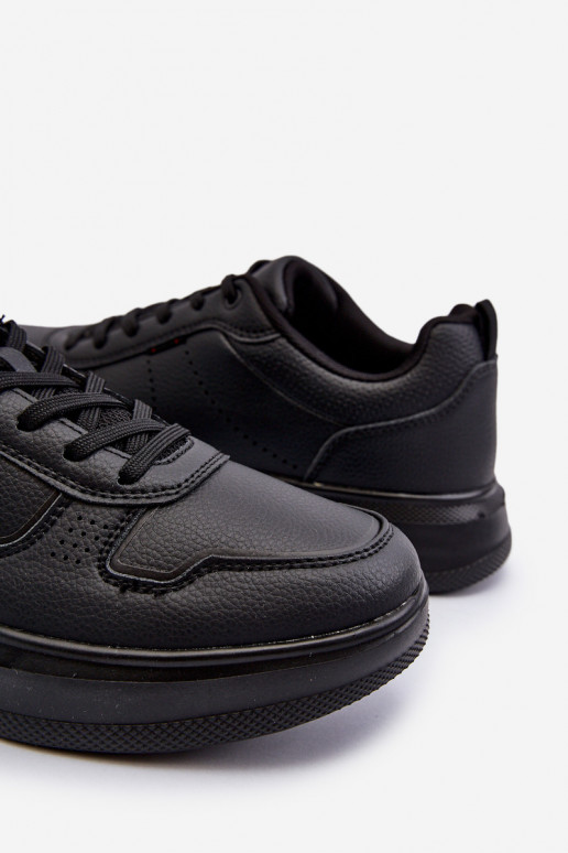 Scarpe modello sneakers con plateau realizzate in eco pelle di colore nero Uziran
