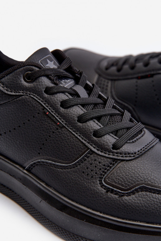 Scarpe modello sneakers con plateau realizzate in eco pelle di colore nero Uziran