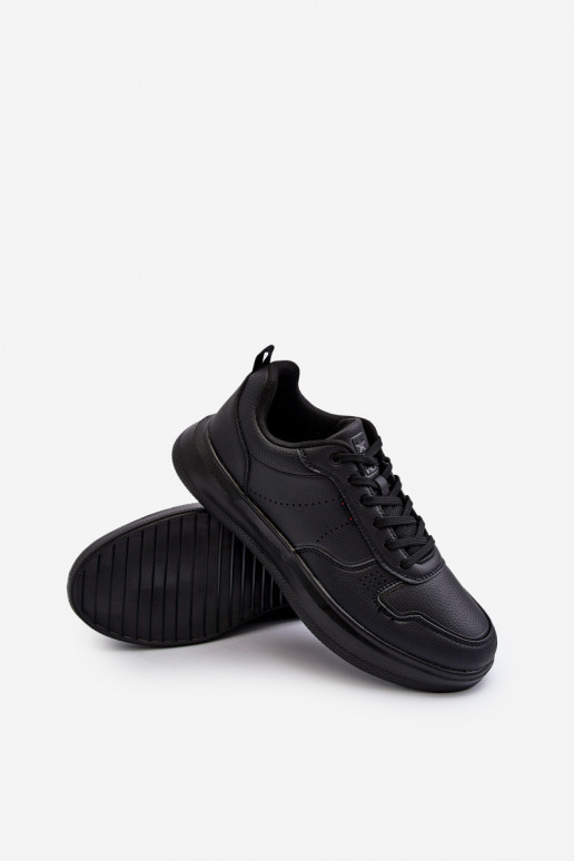 Scarpe modello sneakers con plateau realizzate in eco pelle di colore nero Uziran