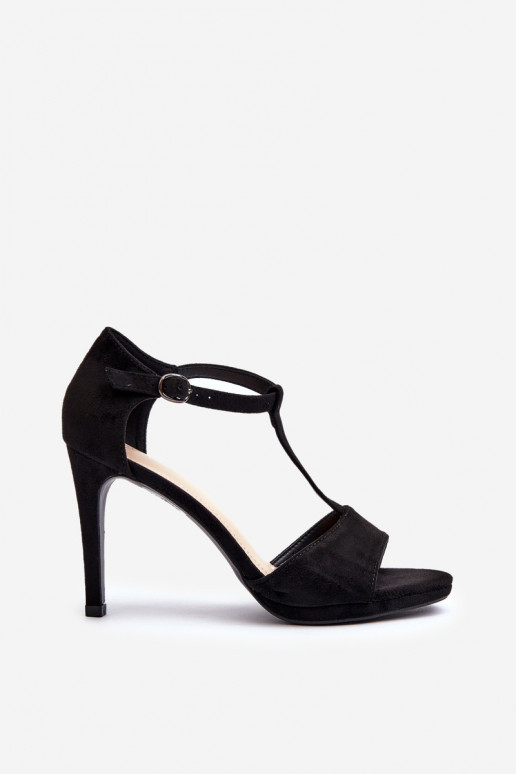 Sandali con tacco da donna realizzati in Eco Camoscio, Nero Obdaria