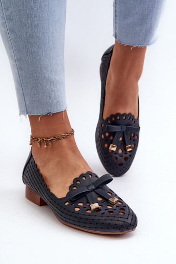 Ballerine traforate con nastri in colore blu scuro Instabile