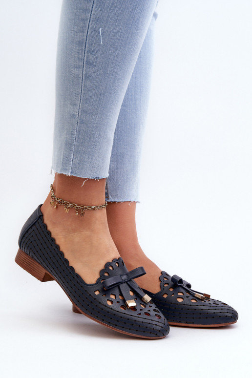 Ballerine traforate con nastri in colore blu scuro Instabile