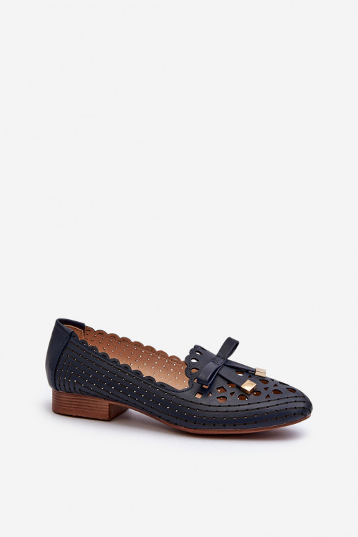 Ballerine traforate con nastri in colore blu scuro Instabile
