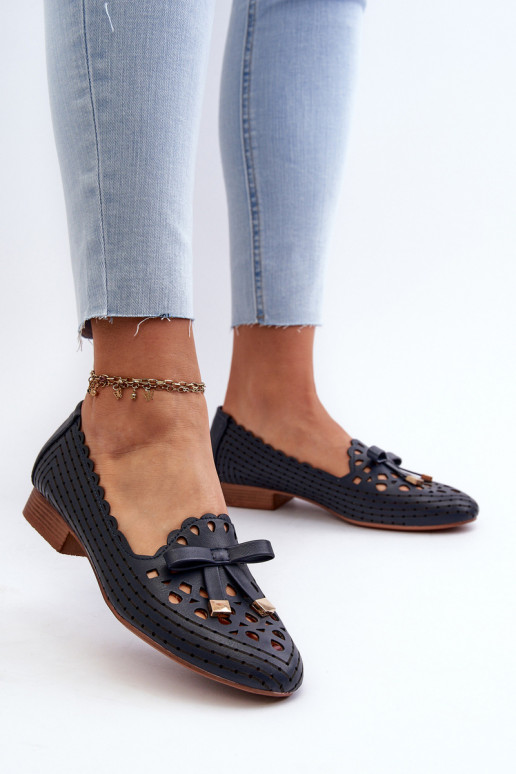 Ballerine traforate con nastri in colore blu scuro Instabile