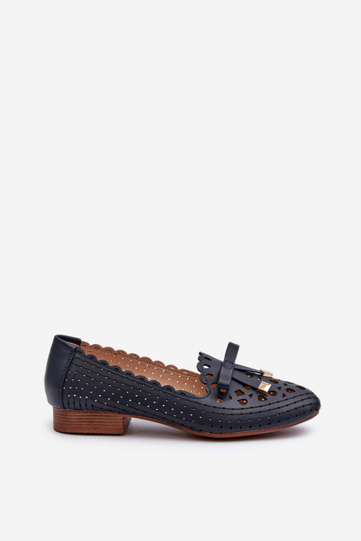Ballerine traforate con nastri in colore blu scuro Instabile