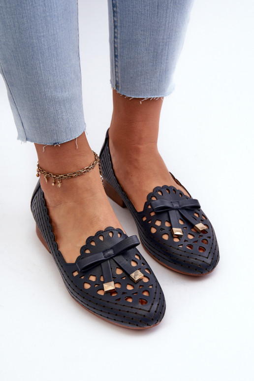 Ballerine traforate con nastri in colore blu scuro Instabile