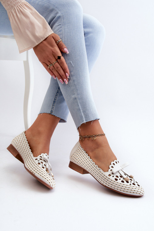 Ballerine traforate con nastri in colore bianco Instabile