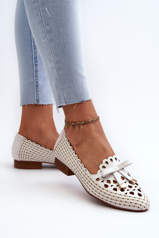 Ballerine traforate con nastri in colore bianco Instabile