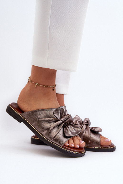 Ciabatte da donna con tacco largo color rame Nelvira