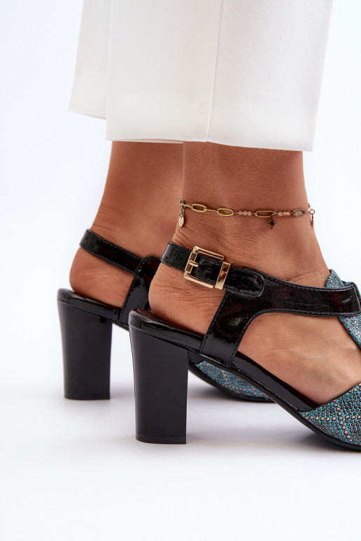 Sandali con tacco da donna realizzati in ecopelle turchese Queenmarie Sandali con tacco da donna realizzati in ecopelle turchese Queenmarie