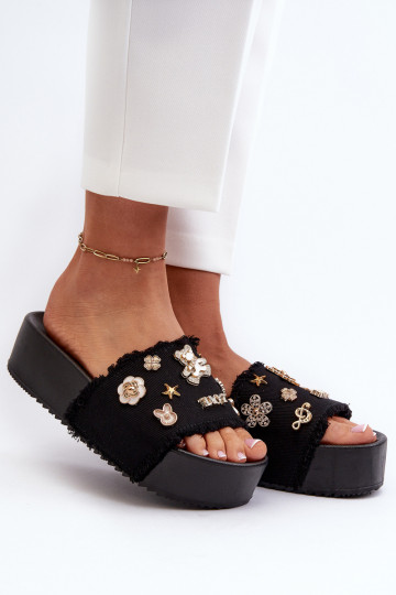 Infradito con plateau da donna nere Zranesia 2