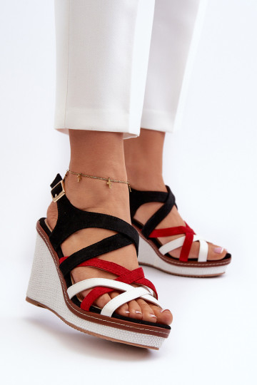 Sandali platform con cinturini di colore nero Ellen
