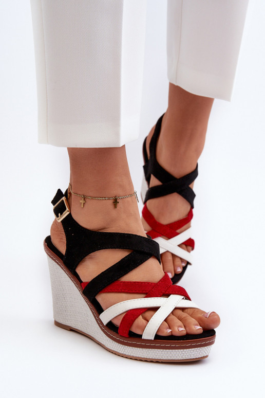 Sandali platform con cinturini di colore nero Ellen