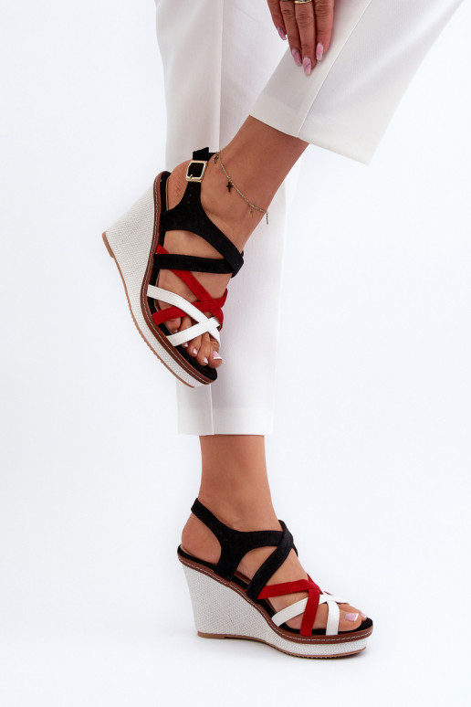 Sandali platform con cinturini di colore nero Ellen