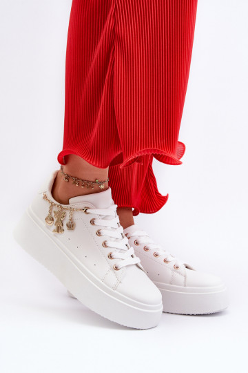 Scarpe modello sneakers con plateau in Tivissa bianco 2
