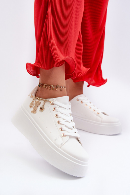 Scarpe modello sneakers con plateau Tivissa di colore beige chiaro