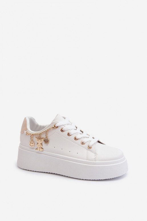 Scarpe modello sneakers con plateau Tivissa di colore beige chiaro