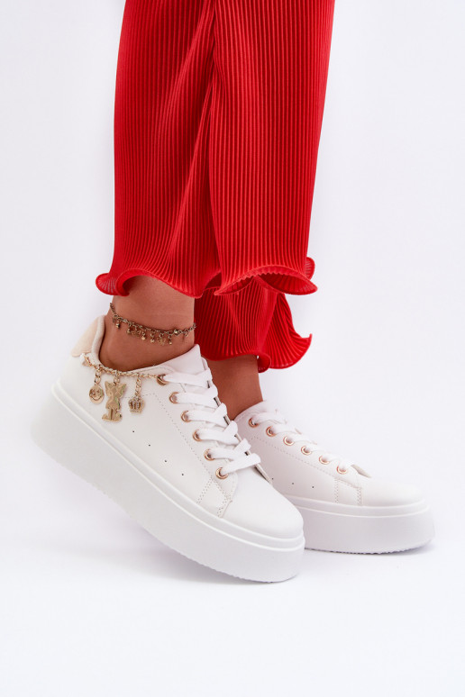 Scarpe modello sneakers con plateau Tivissa di colore beige chiaro