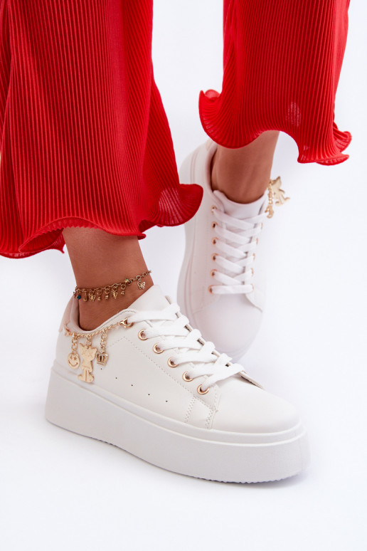 Scarpe modello sneakers con plateau Tivissa di colore beige chiaro