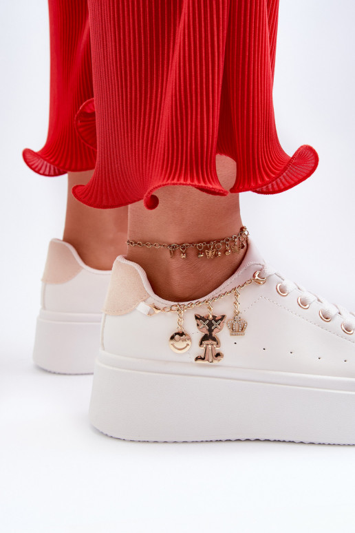 Scarpe modello sneakers con plateau Tivissa di colore beige chiaro