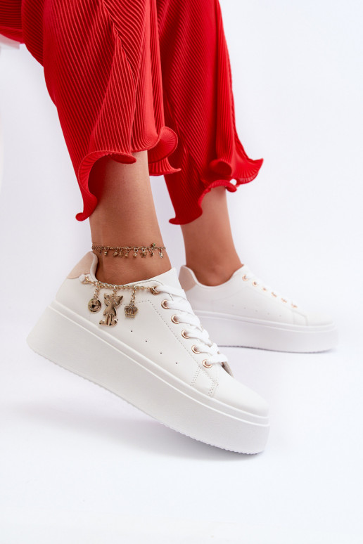 Scarpe modello sneakers con plateau Tivissa di colore beige chiaro