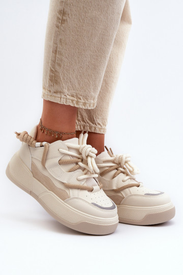 Scarpe modello sneakers con plateau Moariella beige